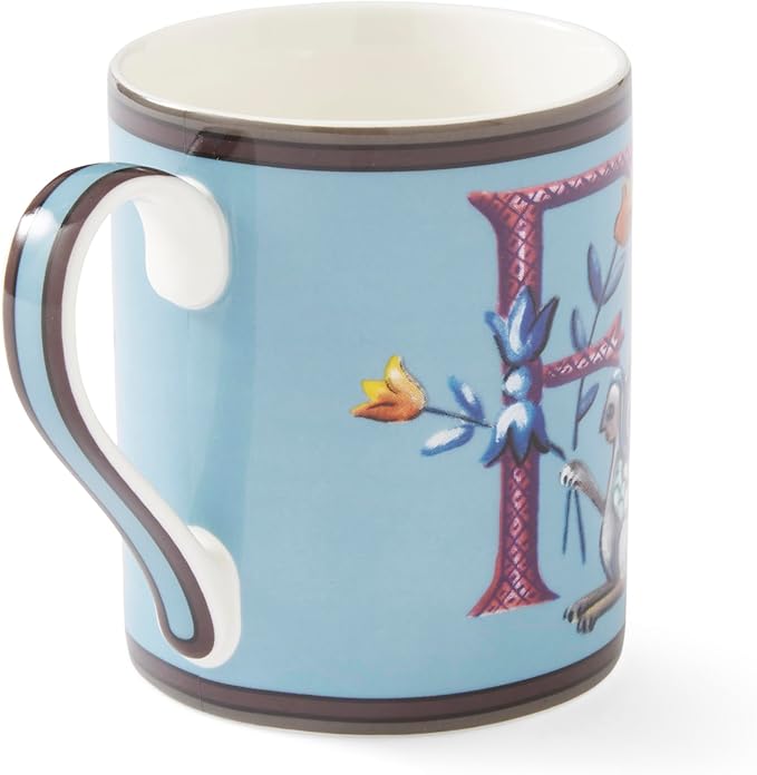 Spode Kit Kemp 12oz Mug, F Initial - Fine China Coffee Cup with Floral Alphabet Design, Custom Letter Mug for Unique Gift Giving - Personalized Kitchen Drinkware, Dishwasher Safe & Stylish-Ruum Studio Home