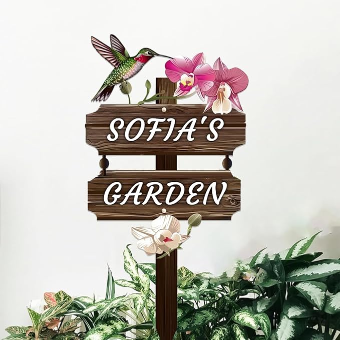 Personalized Watercolor Bird Metal Sign with Stake,Custom Gardener Last Name Signs Outdoor Decor,Customized Gardening Housewarming Gifts,Birds on the Branch Plaques for Patio Lawn Porch Backyard Farm-Ruum Studio Home