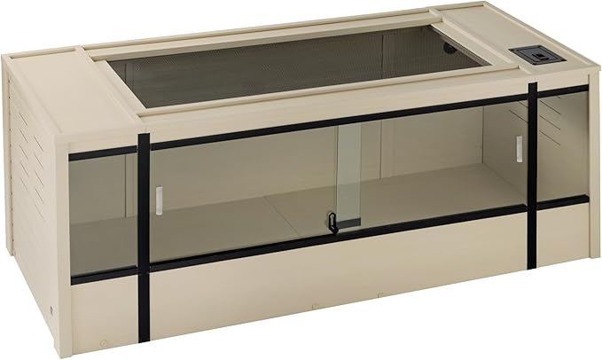 New Age Pet ECOFLEX 60-Inch Mojave Reptile Lounge in Maple- Durable, Moisture-Resistant Wood Plastic Composite Habitat with Vented Side Panels, Removable Sliding Glass Doors & Lock-Ruum Studio Home
