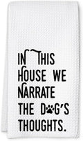 Dog Kitchen Towel, Waffle Weave Microfiber Dish Towel, in This House We Narrate The Dog's Thoughts, Funny Pet Decor Gift for Dog Moms, Animal Lovers-Ruum Studio Home