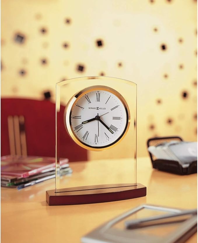 Howard Miller Marcus Tabletop Clock – Decorative Tabletop Clock with Modern Alarm & Quartz Movement, Silent Ticking, Wooden Base & Roman Numeral Design for Home, Office, Kitchen & Table Decor-Ruum Studio Home