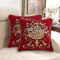 Set of 2 Red Vintage Embroidered Throw Pillows Covers 18x18in Sofa Couch,Red Floral Embroidered Cushion Cover for Sofa Bed Chairs Car-Ruum Studio Home