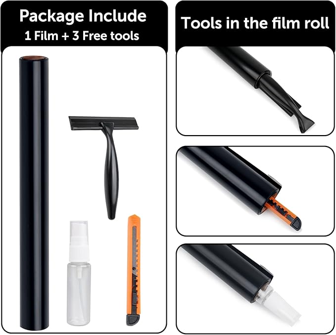 HIDBEA Mirror Blackout Window Film,100% Light Blocking Room Darkening Window Privacy Film,Mirror Glass Window Film Heat Control,Removable Window Cover Tint for Day Sleep(Mirror Black,23.6in x 6.5ft)-Ruum Studio Home