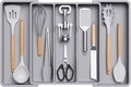 Lifewit Utensil Organizer for Kitchen Drawers, Expandable Cooking Utensil Tray, Adjustable Cutlery Silverware Flatware Holder, Plastic Kitchen Spatula Tools and Gadgets Storage Divider, Large, Gray-Ruum Studio Home