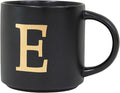 COLLECTIVE HOME - Monogram Ceramic Mugs, 15 oz Golden Initial Black Coffee Cups, Elegant Alphabet Tea Mugs, Elegant Personalized Mug with Gift Box, Unique Mug with Double Side Capital Lette (E)-Ruum Studio Home