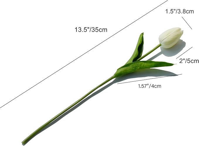 Mandy's Artificial Tulips 20 Stems Cream PU Faux Flowers for Wedding Home Decor 13.5 Inch-Ruum Studio Home