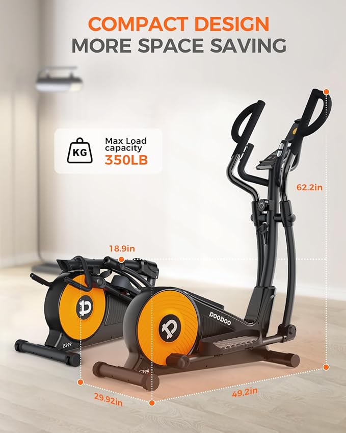 pooboo Elliptical Machine, Elliptical Exercise Machine with 16-Level Resistance&Hyper-Quiet Magnetic Driving System, Elliptical Machine for Home with LCD Monitor&15.5IN Stride, 350LBS Weight Capacity-Ruum Studio Home