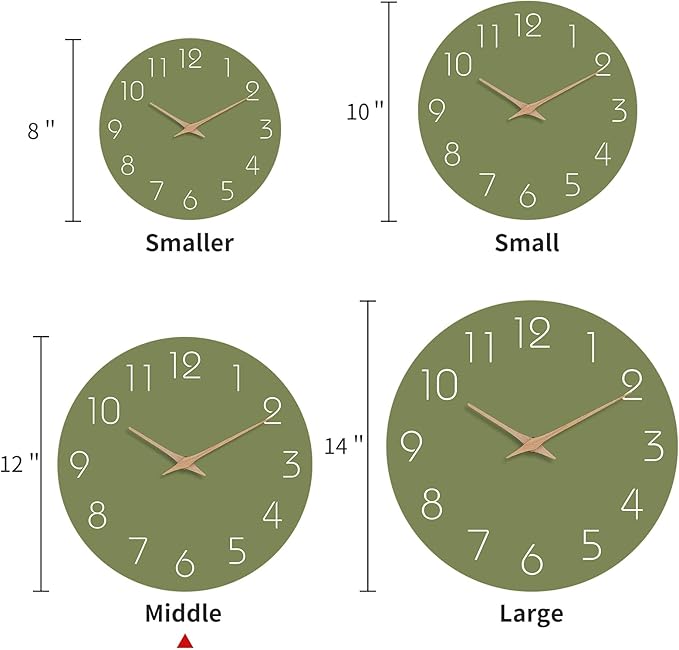 Mosewa Modern Wall Clock Silent Non Ticking 12 Inch Olive Green Battery Operated Simple Minimalist for Living Room Office Bedrooms Kitchen Home Decor-Ruum Studio Home