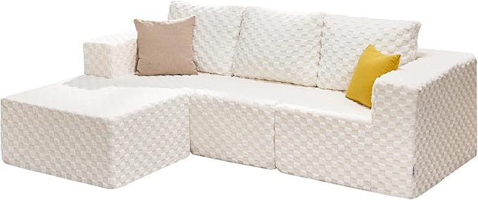 Hobestluk Modular Sectional Sofa Memory Foam Couch Oversized Sectional Sofa 3-Seater with Chaise Cloud Couch with Removable Cover L Shape Sofa for Living Room (Plush White, 3-Seater with Chaise)-Ruum Studio Home