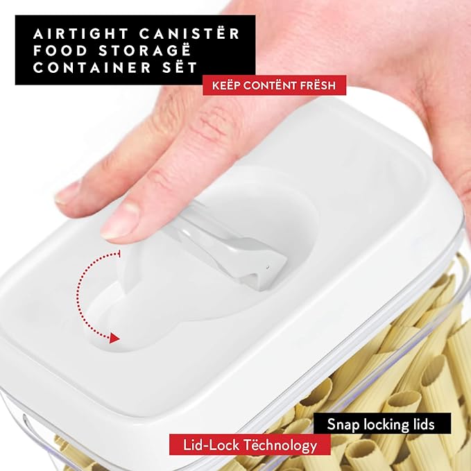 DWËLLZA KITCHEN Airtight Food Storage Containers with Lids – 6 Pieces All Same Size - Pantry Container for Spices, Candy, Nuts, Coffee and Tea, Clear Plastic BPA-Free, Keeps Food Fresh & Dry-Ruum Studio Home