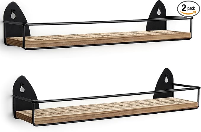 TJ.MOREE 2 Pack Spice Rack Wall Mount Rustic Style Hanging Spice Organizer for Wall, Kitchen Spice Storage-Ruum Studio Home