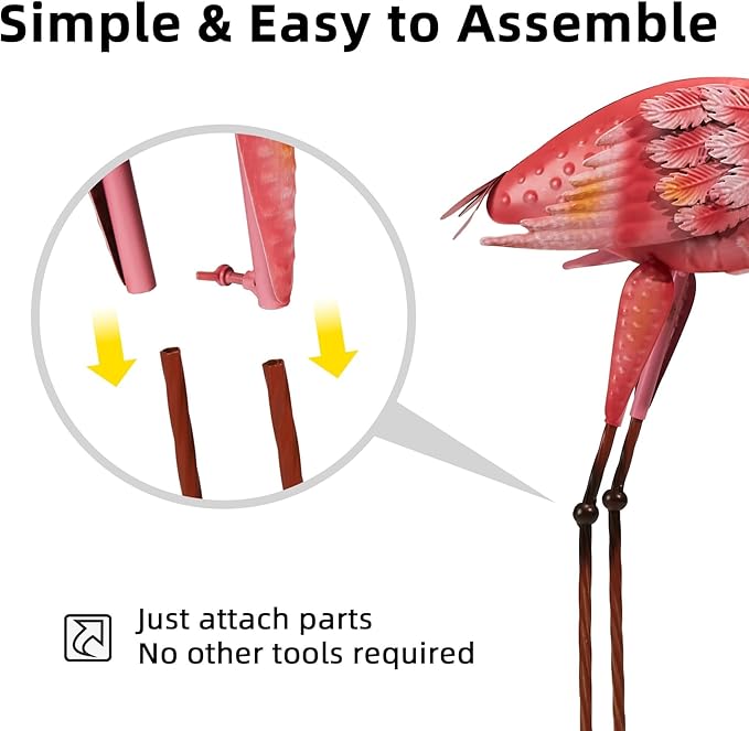 Metal Flamingo Garden Statue, 40" Tall Outdoor Decor Flamingos Yard Art Sculptures and Statues Reinforced Foot, Weatherproof Flamingo Ornaments for Lawn Pool Backyard Decor, Set of 2-Ruum Studio Home