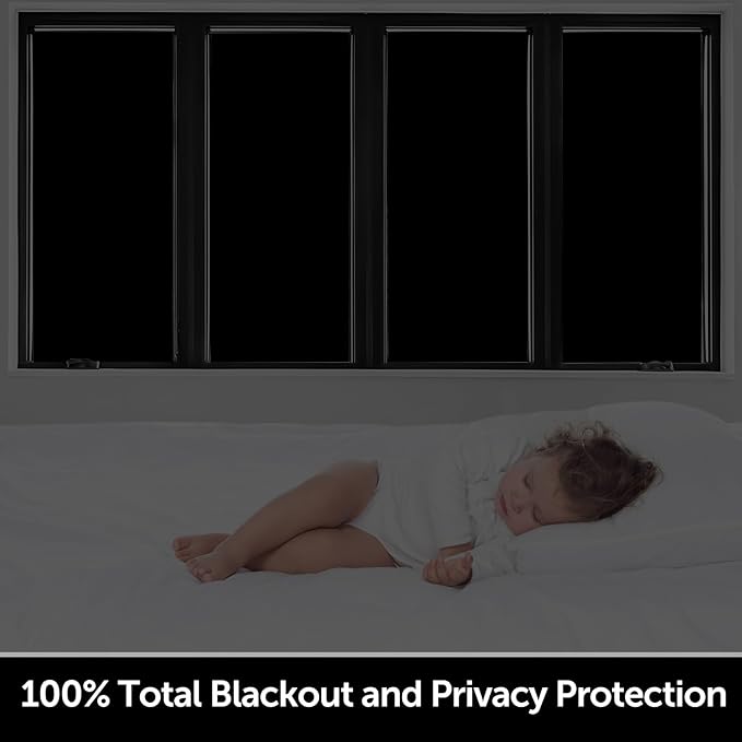 HIDBEA Mirror Blackout Window Film,100% Light Blocking Room Darkening Window Privacy Film,Mirror Glass Window Film Heat Control,Removable Window Cover Tint for Day Sleep(Mirror Black,17.3in x 13.1ft)-Ruum Studio Home