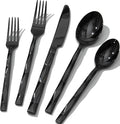 KINGSTONE Black Silverware Set, Luxury 20 Piece Flatware Set for 4, 18/10 Stainless Steel Cutlery Set with Diamond Cut Pattern for Kitchen, Home, Wedding, Party, Mirror Polished and Dishwasher Safe-Ruum Studio Home