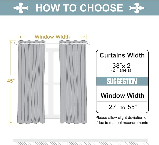 ChrisDowa Grommet Blackout Curtains for Bedroom and Living Room - 2 Panels Set Thermal Insulated Room Darkening Curtains (Black, 38W x 45L)-Ruum Studio Home