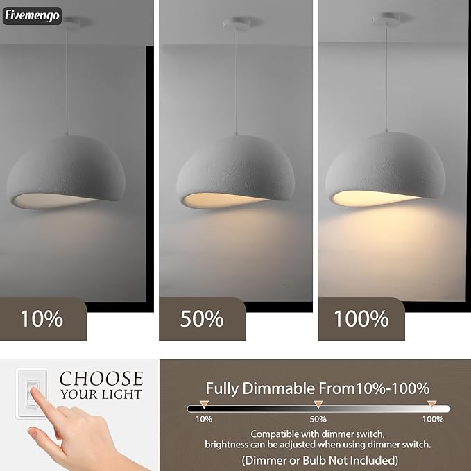 15.7in Wabi Sabi Pendant Lights Kitchen Island Lighting Fixture Ceiling Mount White Modern Japanese Lamp Japandi Chandelier for Dining Living Room Hallway Bedroom Restaurant Hanging Lamp-Ruum Studio Home