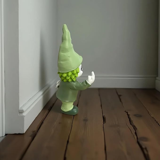 Halloween Decor Funny Garden Gnomes, Middle Fidget Gnome Statue Horror Movie Gnome Creepy Outdoor Decor for Haunted House Lawn Table Decoration (5.5in, Green)-Ruum Studio Home