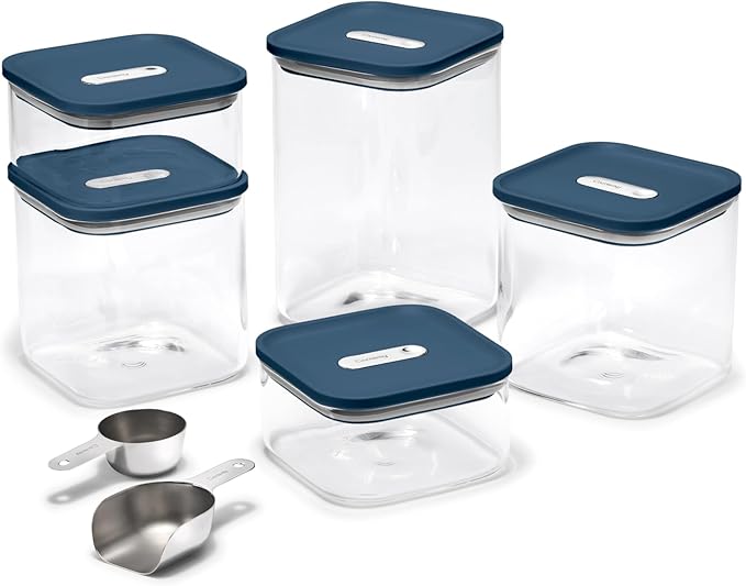Caraway 14-Piece Glass Airtight Food Storage Containers with Lids – Non-Toxic, BPA-Free Kitchen Storage Containers – Stackable, Space-Saving Airtight Containers for Dry Goods and More - Navy-Ruum Studio Home