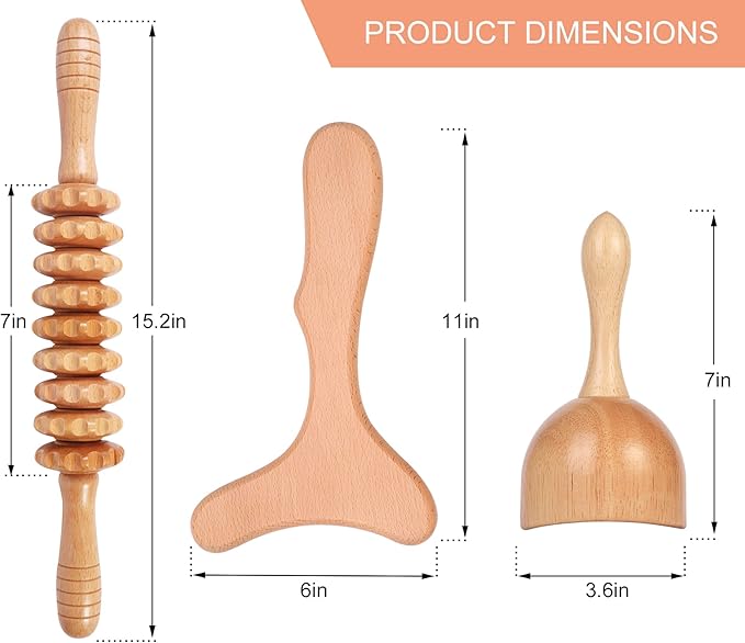 3-in-1 Wood Therapy Massage Tools Lymphatic Drainage Massager Wooden Massager for Maderoterapia,Anti-Cellulite, Body Sculpting & Contouring-Ruum Studio Home