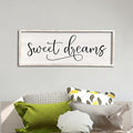 comurdyo Sweet Dreams Wall Decor Above Bed Sign 32" x 12" Master Bedroom Wooden Antique Framed Large Rustic Farmhouse Guest Room Beautiful Simple Hanging Plaque Over Bed Wall Art (White)-Ruum Studio Home