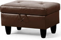 Ottoman Rectangular Storage Ottoman Bench, Faux Leather Footrest, Coffee Table, Stool Footstool with Hinged Lid for Living Room, Bedroom, Entryway, Brown, 28.5"x19"x17.5"-Ruum Studio Home