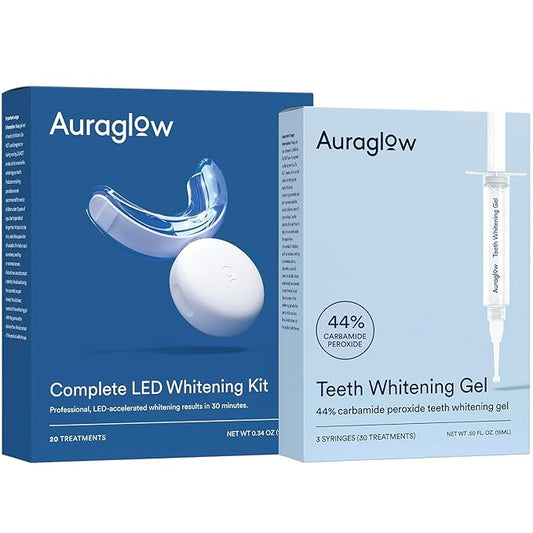 Auraglow Teeth Whitening Kit & 44% Teeth Whitening Gel Refill Pack-Ruum Studio Home