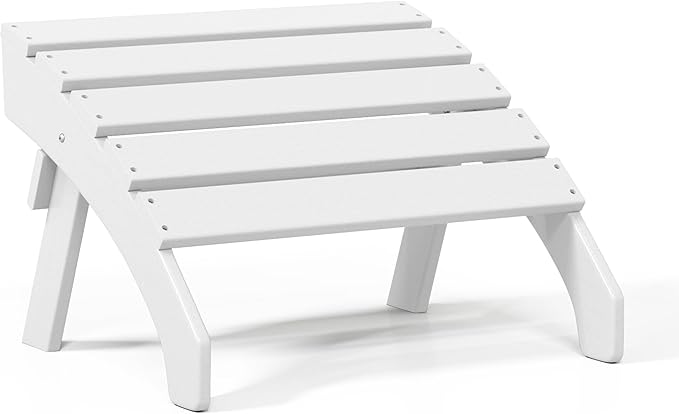 WestinTrends Dylan Outdoor Patio HDPE Adirondack Ottoman Footrest, White-Ruum Studio Home