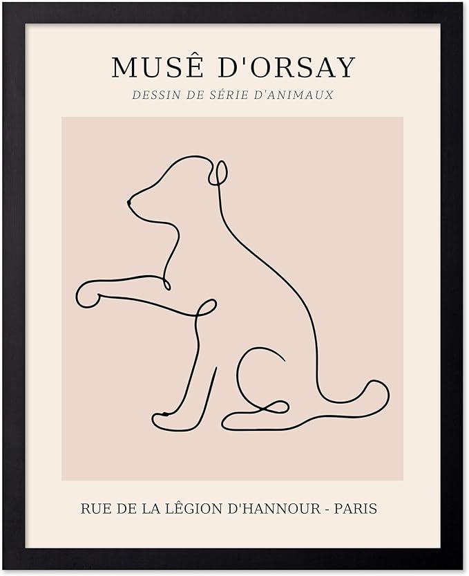 Poster Master Vintage Poster - Retro One Line Dog Drawing Print - Dog Art - Minimal Gift for Men, Women, Animal Lover - Abstract Wall Decor for Home, Office, Bedroom, 18x24 Unframed Wall Art-Ruum Studio Home