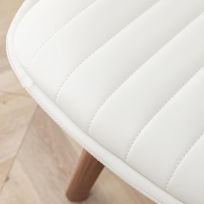 LUNLING Swivel Dining Chairs, Mid Century Modern White Faux Leather Kitchen Chairs with Arms,Bamboo Legs Side Chairs No Wheels,Accent Chair for Dining Rooms and Offices,1PCS-Ruum Studio Home