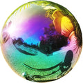 Rainbow Gazing Globe Mirror Ball in Stainless Steel, Shiny Hollow Sphere Sparkling Housewarming Outdoor Ornament (6 Inch)-Ruum Studio Home