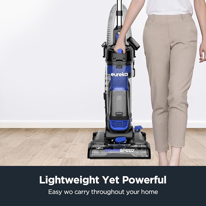 Eureka Lightweight Powerful Upright Vacuum Cleaner for Carpet and Hard Floor, PowerSpeed, New Model,Blue,black/New Model-Ruum Studio Home