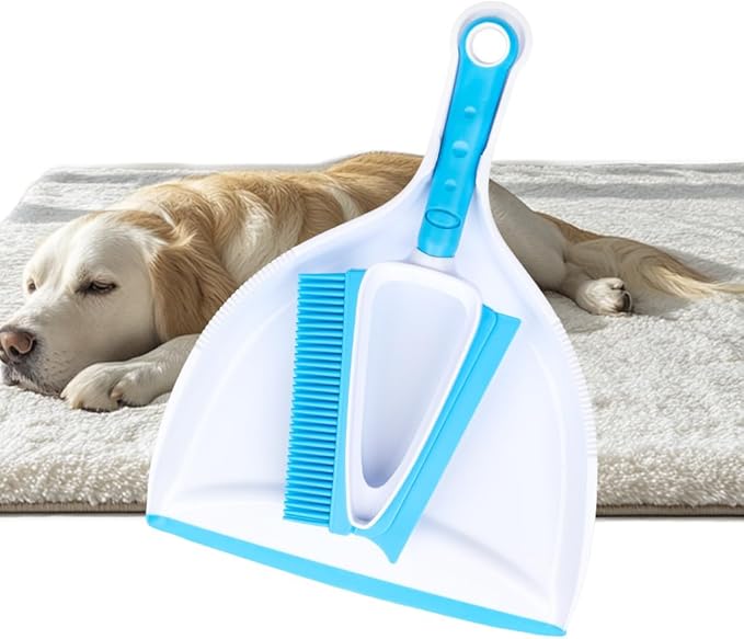 Pet Rubber Brush with Mini Dustpan,Dog Cat Hair Removal Brush with Squeegee,Portable Small Carpet Brush for Clothes,Cars,Sofa,Bed Sheet-Ruum Studio Home