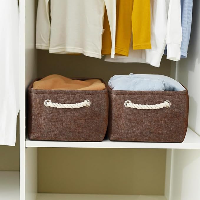 WarmHome Fabric Storage Bin Shelf Basket for Home, Closet(Brown-3 Pack, 13.8L9.8W6.7H)-Ruum Studio Home
