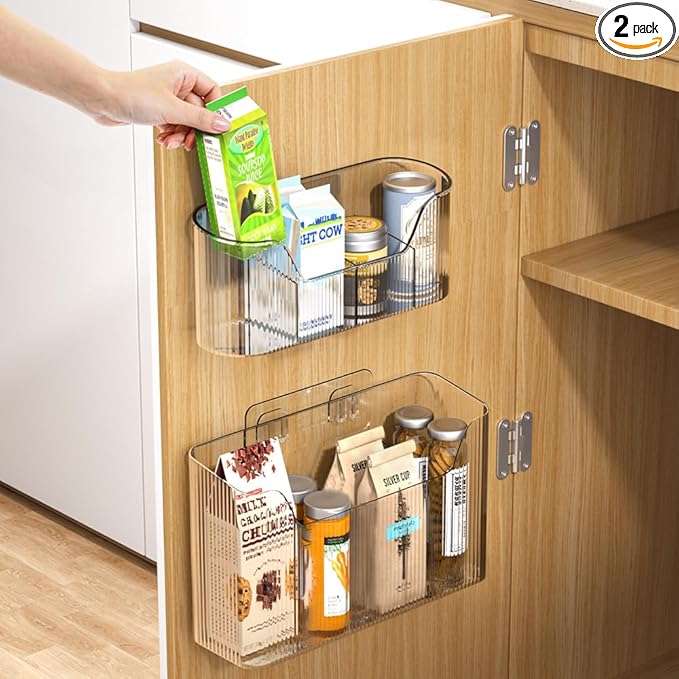 2 Piece Cabinet Door Organizer,Self Adhesive Kitchen Cabinet Organizer,Cabinet Door Storage Box for Bathroom/Kitchen/Living room,Storage shelf rv must haves. (Large+Small)-Ruum Studio Home