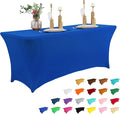 IVAPUPU 4FT Table Cloth for Rectangular Fitted Events Stretch Royal Blue Table Covers Washable Cover Spandex Tablecloth Protector for Party, Wedding, Cocktail, Banquet, Festival-Ruum Studio Home