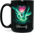 Customized Name Coffee Cup, Custom Hot Air Balloon Mug With Heart-Shaped, Personalized Northern Lights Ceramic Mug, Gift For Couples On Valentine's Day, Love Black Cup 11oz Or 15oz-Ruum Studio Home