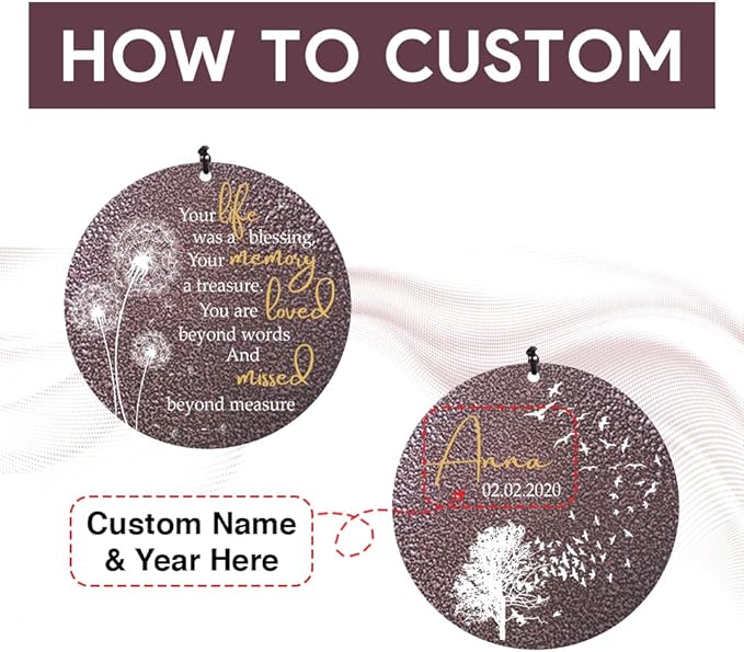 Sympathy Wind Chimes, Personalized Wind Chime for Loss of Loved Ones, Customized Tree Bird Wind Chimes, Commemorative Wind Chime Deep Tone (36inch)-Ruum Studio Home