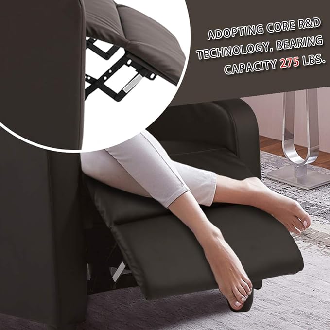 BestMassage | Recliner Chair | with 2 Point Massage Function | Pu Brown | with Lumbar Support, Adjustable Push Back, Footrest & Padded Seat | Easy Assembly | for Living Room, Home Theatre-Ruum Studio Home