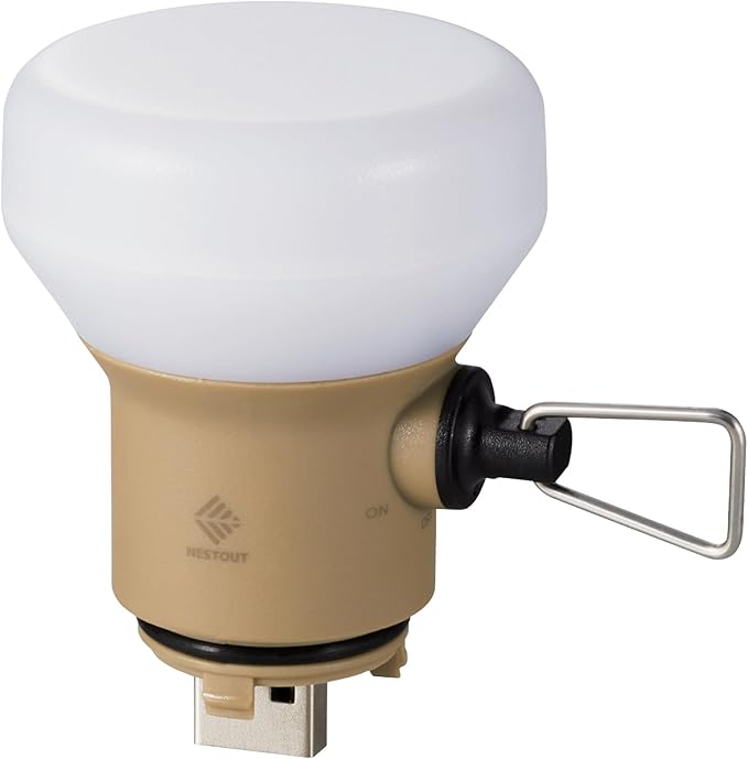 ELECOM NESTOUT Outdoor Camping LED Lantern w/ Mini Tripod, Dimmable USB Powered Soft LED Light, IP44 Water Dust Resistant, 10-350 Lumen, Portable Lamp for NESTOUT Power Bank, Beige (LAMP-1)-Ruum Studio Home