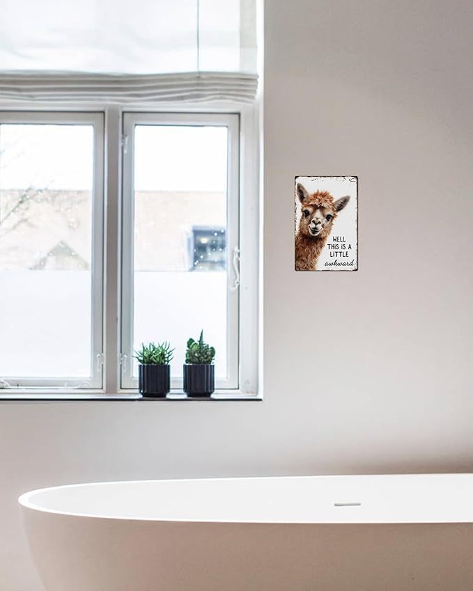 ALKB Funny Alpaca Metal Signs Farmhouse Bathroom Wall Decor Alpaca Lovers Gift 8 x 12 Inch-Ruum Studio Home