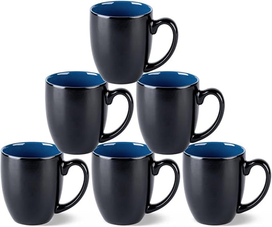 GBHOME 16oz Coffee Mugs Set of 6, Large Ceramic Coffee Mugs for Man, Woman, Dad, Mom, Modern Coffee Mugs Set with handle for Tea/Latte/Cappuccino/Milk/Cocoa. Dishwasher&Microwave Safe,Blue-Ruum Studio Home