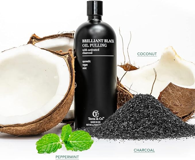 Terra & Co.® Brilliant Black® Oil Pulling Mouthwash | Natural Oil Rinse with Vitamin E for Strong Gums & Healthy Teeth | Fluoride-Free, Made in USA | 6.75 oz-Ruum Studio Home