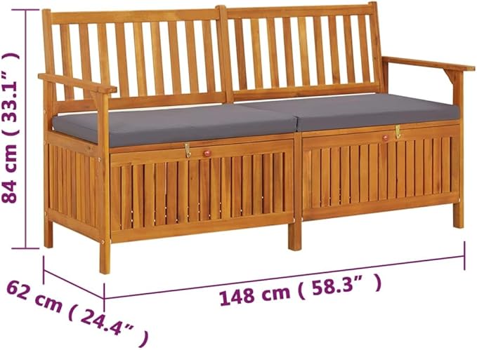 vidaXL Outdoor Storage Bench Deck Box for Patio Furniture Solid Wood Acacia-Ruum Studio Home