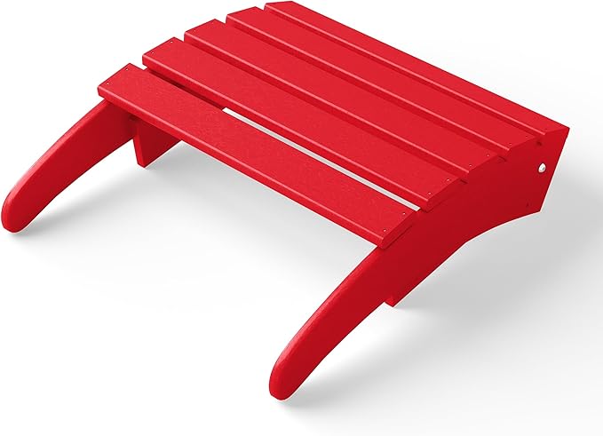 WestinTrends Outdoor Ottoman, Patio Adirondack Ottoman Foot Rest, All Weather Poly Lumber Folding Foot Stool for Adirondack Chair, Widely Used for Outside Porch Pool Lawn Backyard, Red-Ruum Studio Home