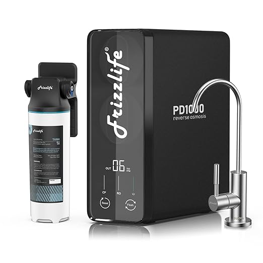 Frizzlife 1000GPD Reverse Osmosis Water Filter, Alkaline Mineral pH+ Reverse Osmosis System, 9-Stage Filtration Tankless RO Water Filter System, 2:1 Pure to Drain, Under Sink, Reduce TDS, PD1000-TAM4-Ruum Studio Home