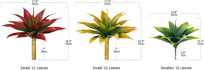 Artificial Agave Plants,Large UV Resistant Fake Agave Planters for Indoor and Outdoor Decorating Tropical Plant Succulents Greenery Indoor Decor (2Pack,18" Red)-Ruum Studio Home