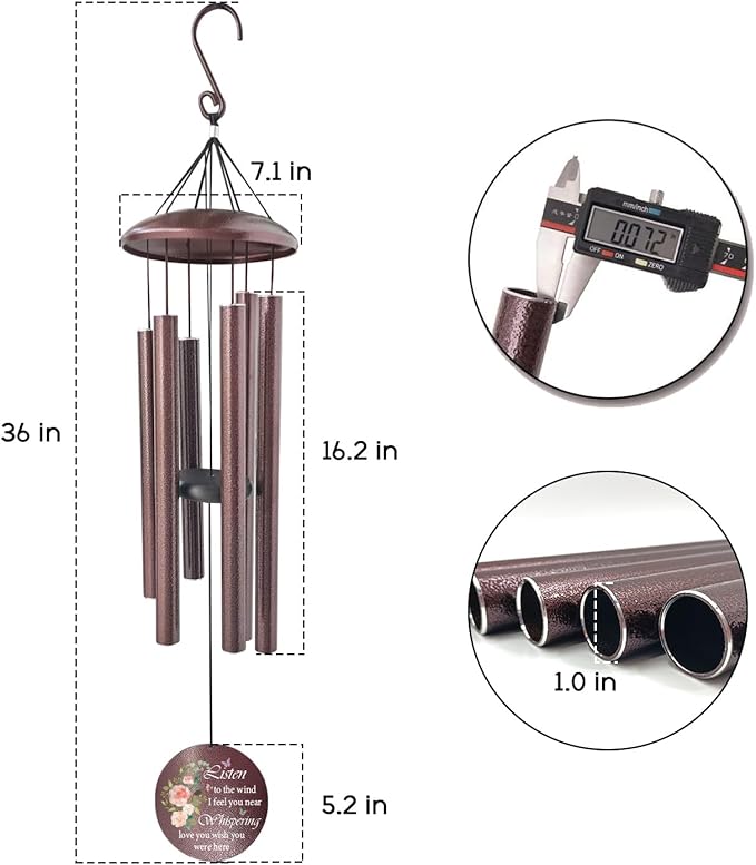 ASTARIN 36" Large Deep Tone Personalized Sympathy Wind Chimes, Memorial Wind Chime for Loss of Mother Father Loved One, Hummingbird Bereavement Gifts Decor Outdoor Patio Garden Graveyard-Ruum Studio Home