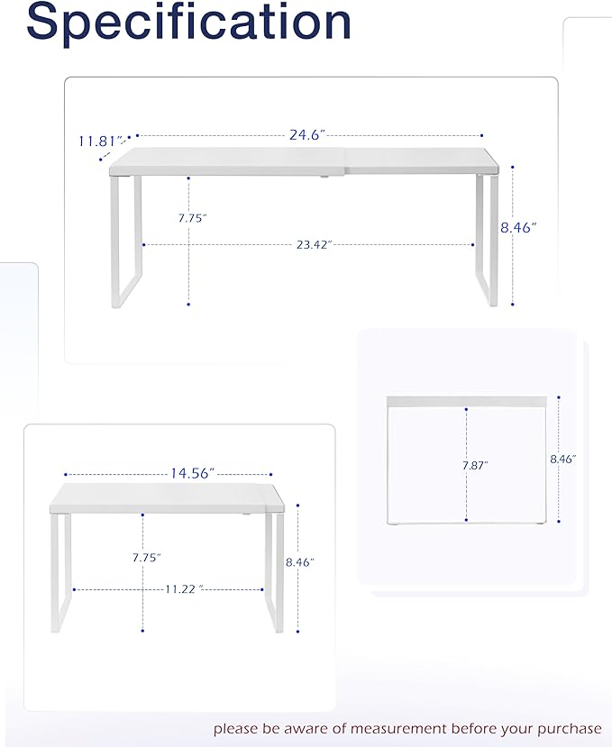 Nxconsu Cabinet Shelf Expandable Organizer Riser Rack for Kitchen Pantry Cupboard Under Sink Countertop Home Organization Extra Storage Space Saver Heavy Duty Metal Edgeless Design White Extra Large-Ruum Studio Home