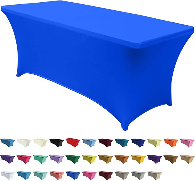ABCCANOPY 6 FT Royal Blue Spandex Table Cover Stretch Fitted Wrinkle Resistant Tablecloth Reuse for Rectangular Folding Table Patry Event Wedding Banquet Protector-Ruum Studio Home