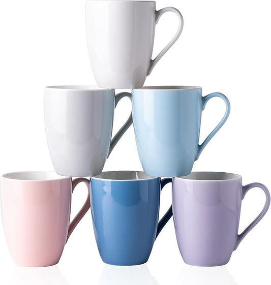 GBHOME 16oz Coffee Mugs Set of 6, Large Ceramic Coffee Mugs for Man, Woman, Dad, Mom, Modern Coffee Mugs Set with handle for Tea/Latte/Cappuccino/Milk/Cocoa. Dishwasher&Microwave Safe,MultiColor-Ruum Studio Home